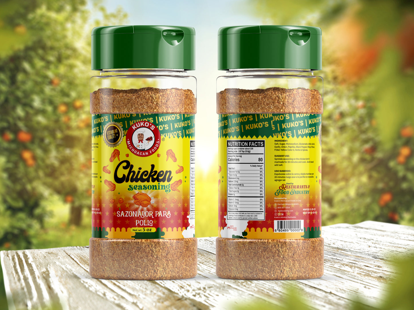 Kuko's Adobos 3 spice trio. Carne asada, Chicken and Fajita 5 oz seasonings