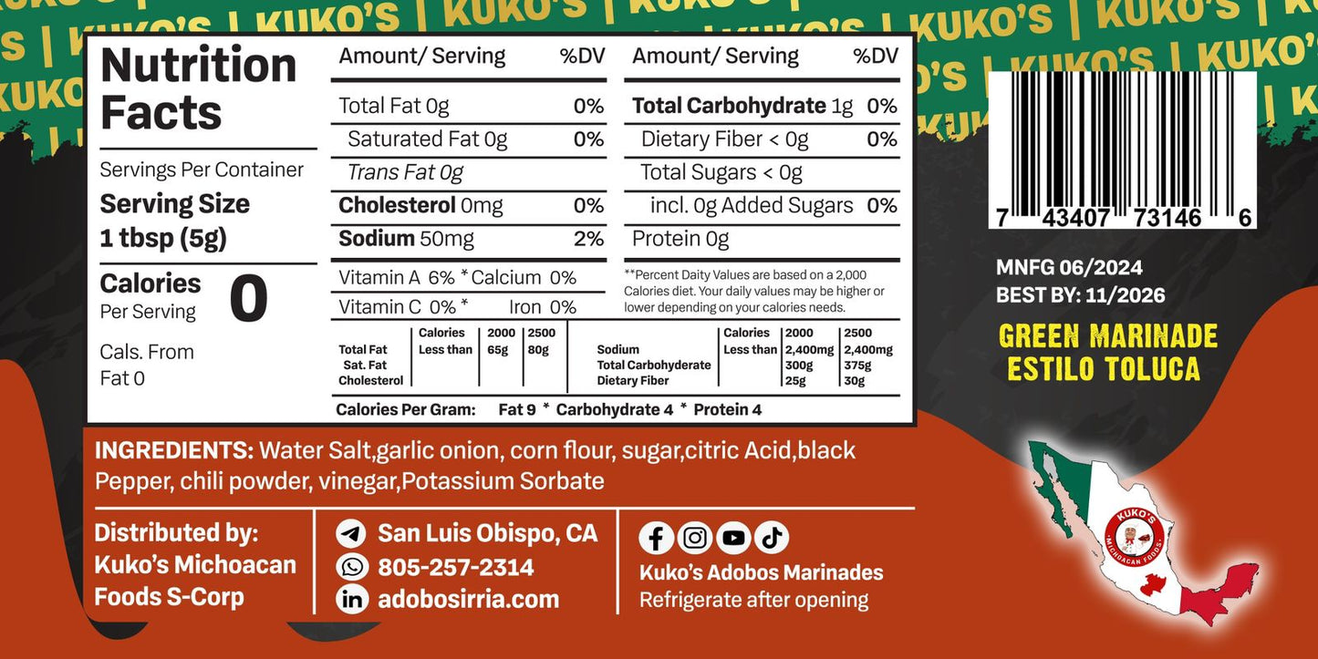 chorizo verde Adobo marinade Toluca mexico