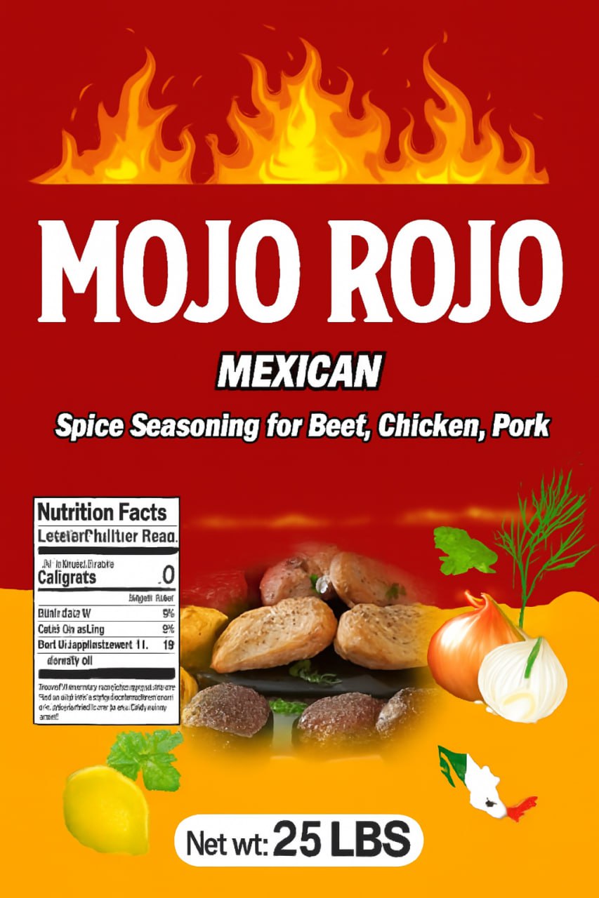 Mojo Rojo Polvo Sazonador 25lbs 10lbs Seasonings