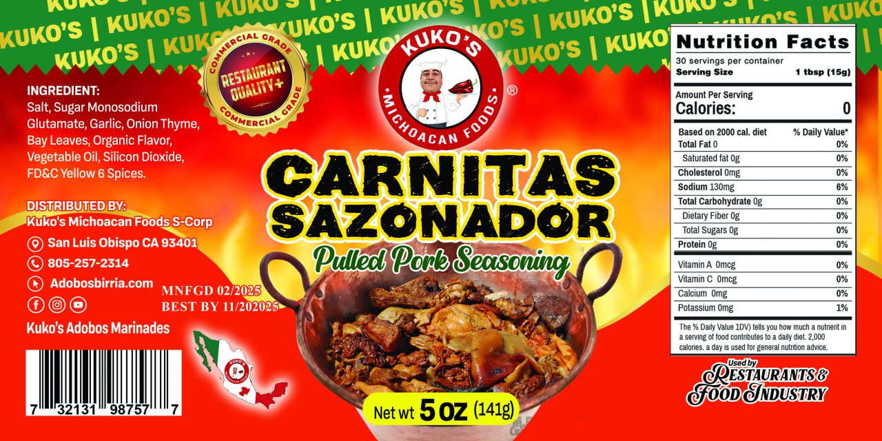 Carnitas sazonador (Pulled Pork) Seasoning