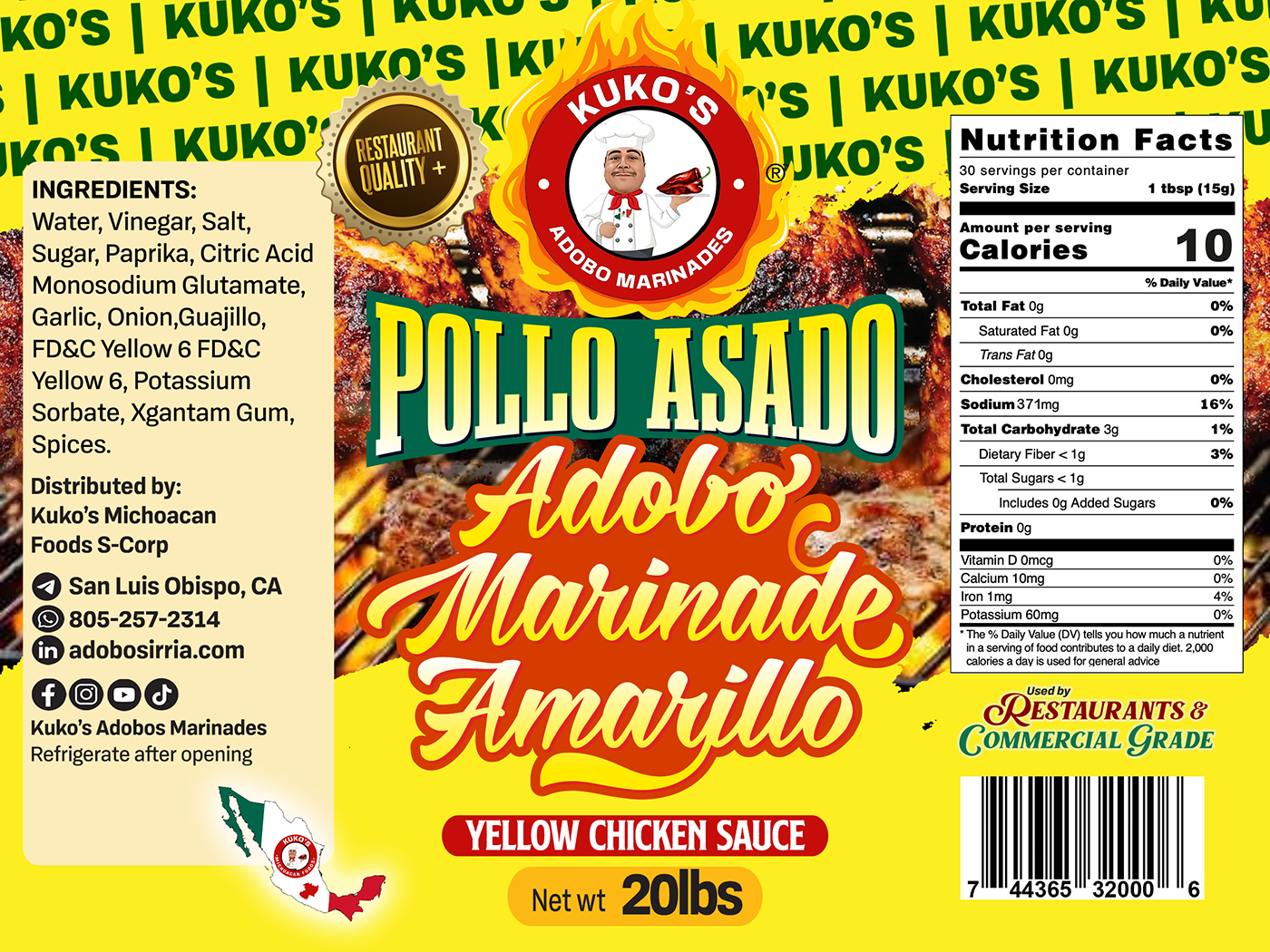 Pollo asado adobo Amarillo Yellow Marinade Chicken
