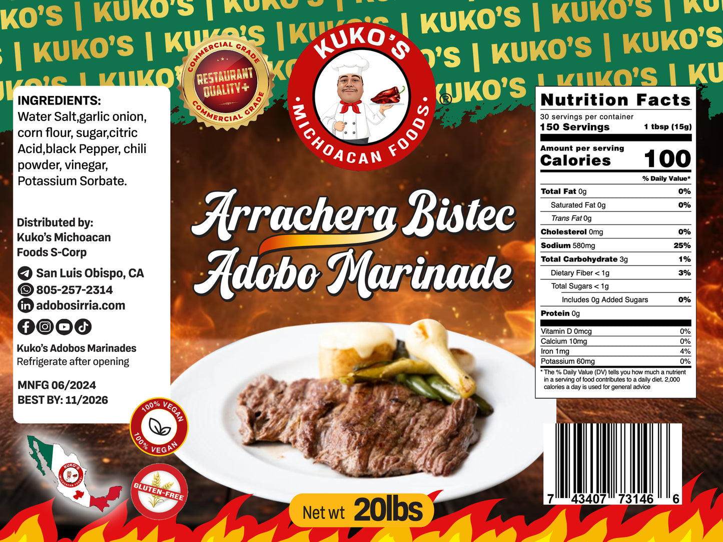 Arrachera bistec meat Steak Marinade Adobo paste restaurant FoodService